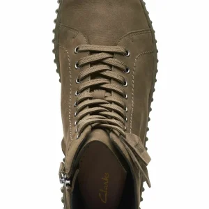 Clarks Bottines À Plateau – Dark Olive Nub boutique en ligne france 13