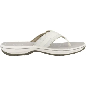 mode pas chere Clarks Brinkley – Tongs – White Synthetic 15