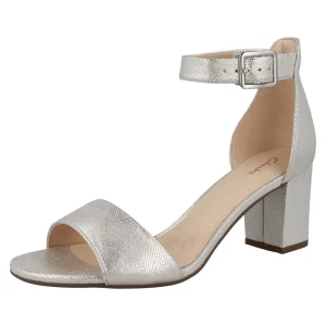 Clarks Deva Mae – Sandales À Talons Hauts – Silver Metallic magasin pour 9