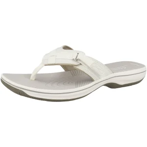 mode pas chere Clarks Brinkley – Tongs – White Synthetic 9