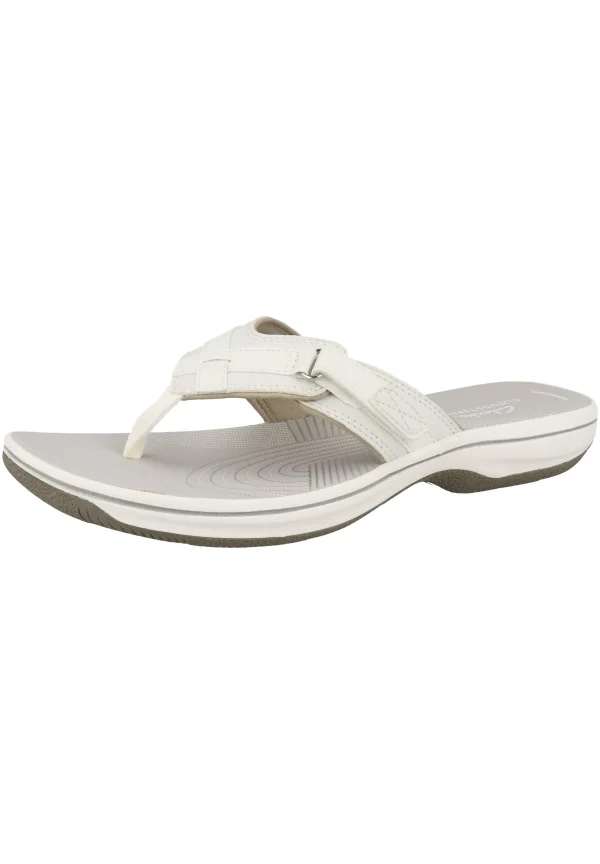 mode pas chere Clarks Brinkley – Tongs – White Synthetic 3